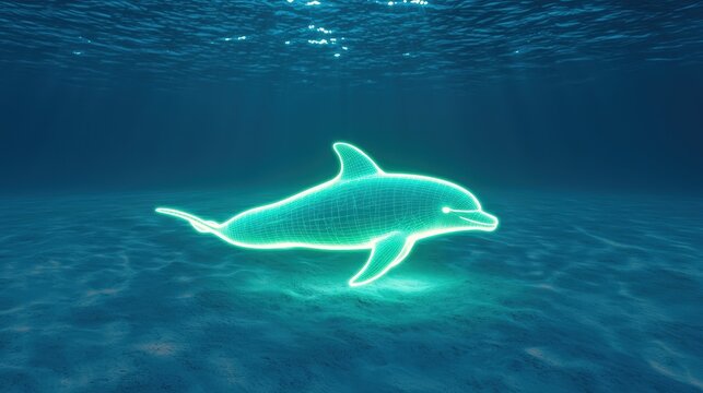 A symbolic glowing Dolphin indicating in World Wildlife Day concept - Powered by Adobe