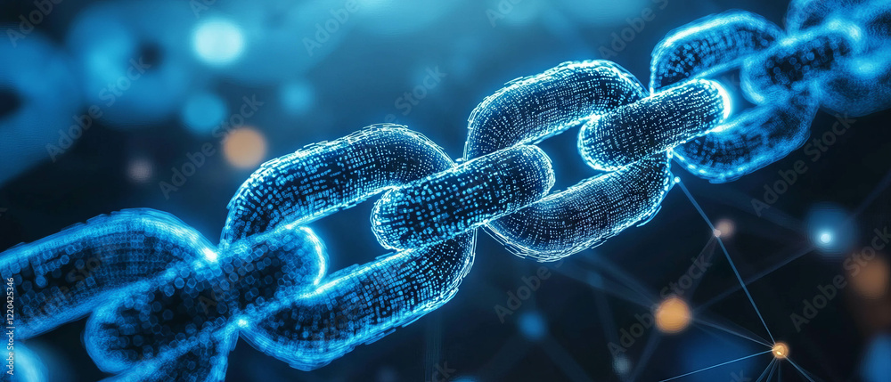 Poster digital background featuring abstract blockchain connections for technology content creation