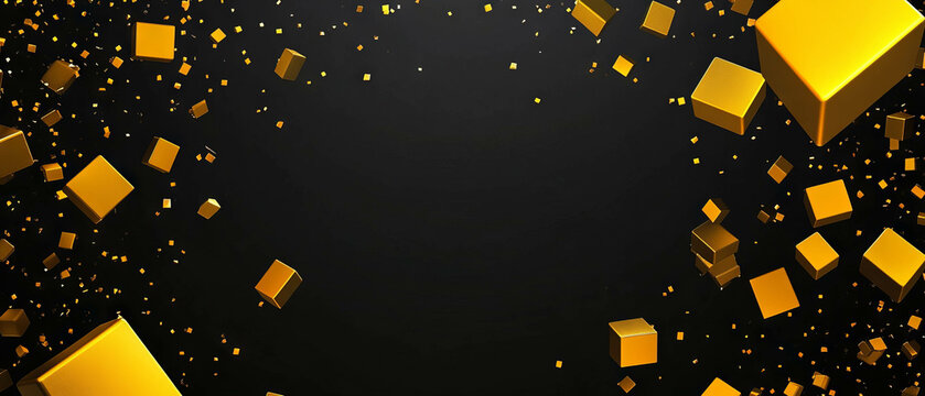 Floating 3D blockchain blocks with central space for content enhancement