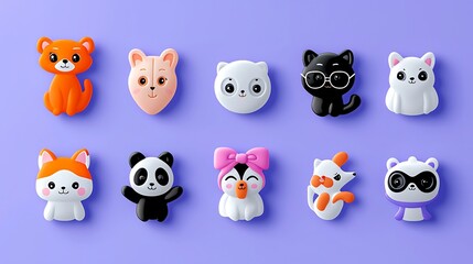 Adorable Pixel Art Animal Collection Cute Cartoon Characters