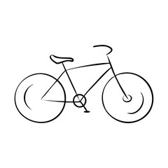 Simple black and white line drawing of a bicycle