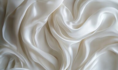 Fototapeta premium Elegant White Silk Fabric Wave Texture, Abstract Drapery Background for Luxury, Smooth and Flowing Textile Design Concept, Generative AI