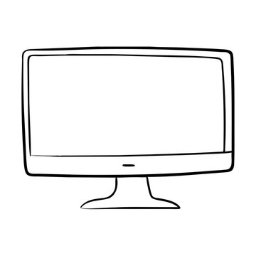 recommend clip art: Minimalist outline drawing of a computer monitor