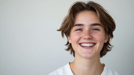 A portrait of a person with a bright smile, embodying their ambitious attitude and determination to reach their goals.