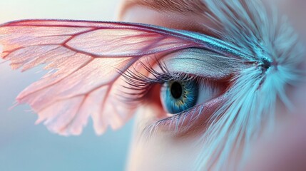 eye makeup animal Subtle eye makeup resembling a butterfly wing, delicate lines and pastel shades, ethereal and whimsical