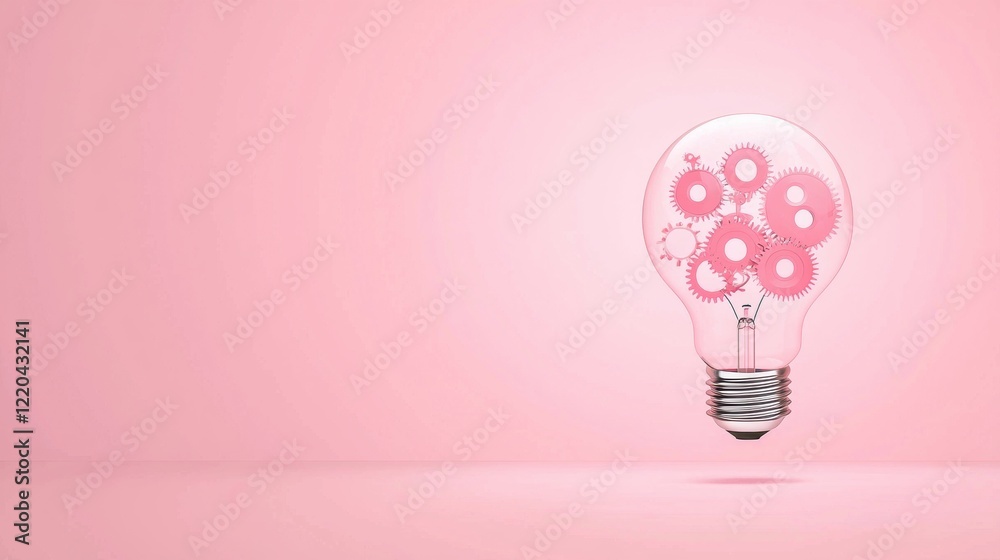 Wall mural lightbulb brainstorming strategy development collaboration a lightbulb with gears and cogs inside, r