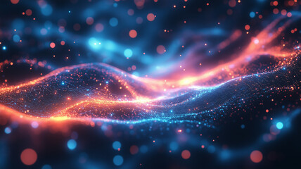 Obraz premium Abstract Glowing Particle Waves Background