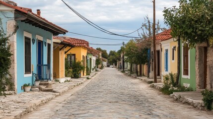 Obraz premium Picturesque Colorful Street in a Greek Village