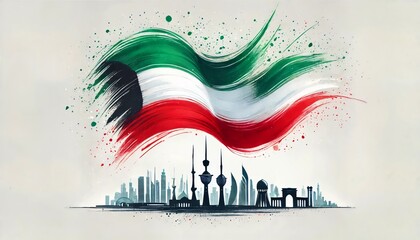 Kuwait national day background in grunge style.