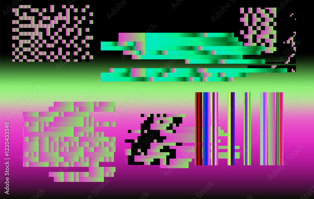 Poster abstract background with glitch art artifacts. vector texture for futuristic poster or presentation 
