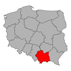 Lesser Poland of Poland map shape, travel web flat concept icon vector illustration .