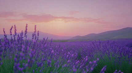Obraz premium Serene Lavender Fields at Dusk Glow Softly