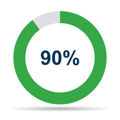 Information round diagram 90 percent shadow icon, infographic pie design, marketing vector illustration .