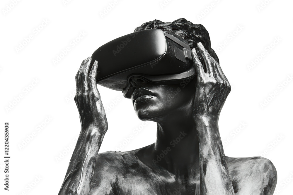 Aufkleber a figure wearing a virtual reality headset, showcasing innovative technology and immersive experienc
