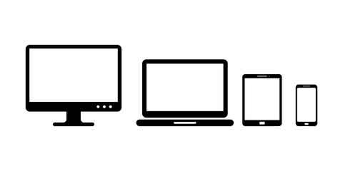 Set of Device icon collection. Smartphone, tablet, laptop, and desktop computer symbol. Gadget icon. Vector Illustration.