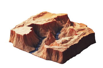 Naklejka premium A stunning 3D model depicting rugged terrain with canyons and a winding river, ideal for educational and creative projects related to geography and nature.