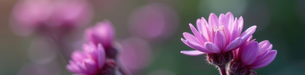 Fototapeta premium Detail of delicate purple heather petals on a stem, plants, petals, small flowers