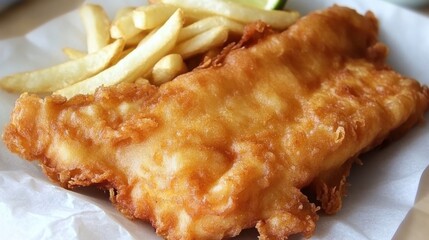 Crispy Fish Filet Served with Golden Fries