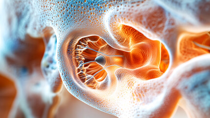 detailed view of intricate anatomy of human ear, showcasing its complex structure