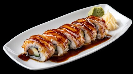 Delicious Sashimi Rolls with Soy and Ginger Sauce