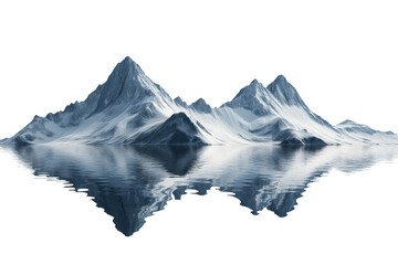 A stunning mountain range reflects on a tranquil lake, showcasing the serene beauty of nature. The peaks are capped with snow, evoking a sense of peace.