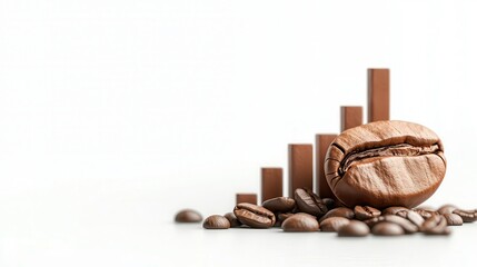 Coffee bean silhouette featuring a bar chart design, symbolizing coffee industry profitability, set against a clean white background