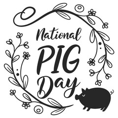 NATIONAL PIG DAY silhouette vector illustration