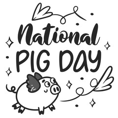 NATIONAL PIG DAY silhouette vector illustration