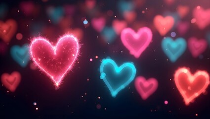  Neon Glow Hearts abstract outstanding visualization