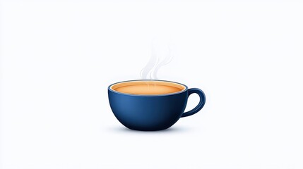 Obraz premium Elegant Blue Coffee Cup with Steaming Beverage on a Minimalistic Background