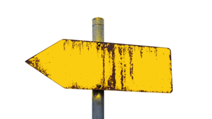 A yellow traffic sign on a steel post with a blank surface for direction or information.