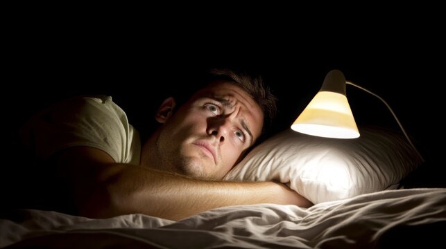 Person tossing in bed sleeplessly, struggling with insomnia and restlessness. The scene captures the emotional turmoil and physical discomfort of a sleepless night.