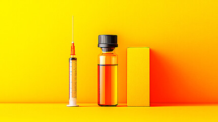 syringe on yellow background