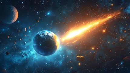 A beautiful background of the universe with planets