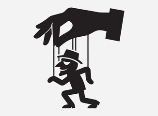 Prank Puppet Silhouette in the Dark with a Mysterious and Playful Shadowy Background