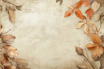 Fototapeta premium A vintage background with autumn leaves and copy space for text or design