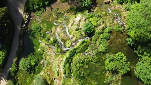 The Cuisance River near the Tufs waterfall, Les Planches-pr&eacute;-Arbois. Arboise. Jura. Burgundy-Franche