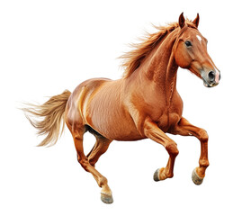 Obraz premium PNG Brown horse gallops freely in open space