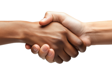 Two hands engaged in a firm handshake, symbolizing agreement, partnership, and cooperation in a professional setting.