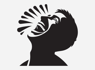 Shadow of Laughter Silhouette in the Dark with a Mysterious and Playful Background