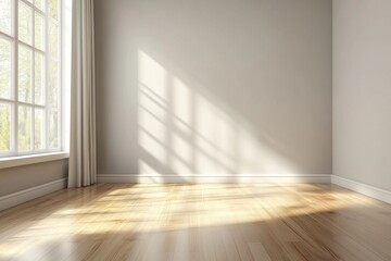 Obraz premium Empty room with sunlight through window.