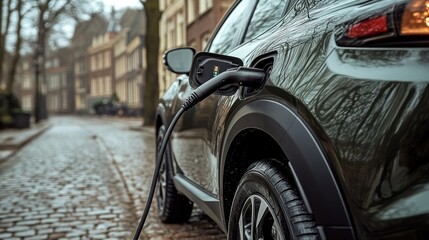 Fototapeta premium Photos of electric cars while charging