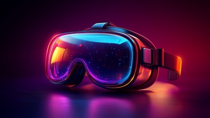 Futuristic Virtual Reality Headset Goggles Displaying Cosmos
