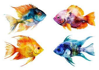 Fototapeta premium PNG Colorful fish art with vibrant aquatic themes