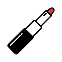 Open lipstick illustration in black and red design