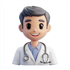 Fototapeta premium 3D icon cartoon doctor with a stethoscope smiling isolated on a white background