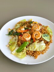Thai Drunken Noodles with seafood. Pad Kee Mao Talay.
