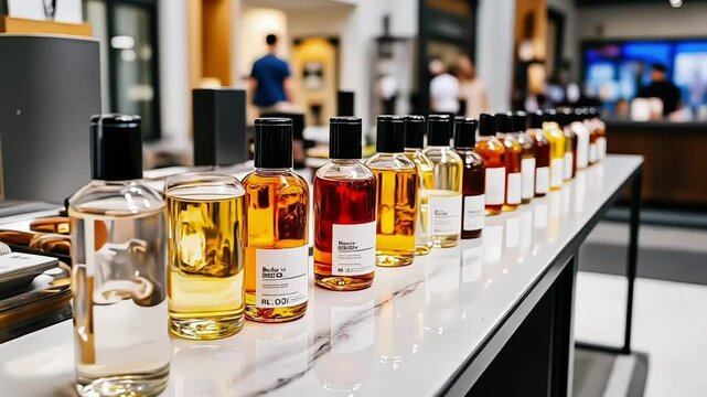 Cosmetic products on display in retail store
