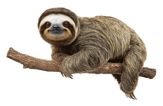 PNG Sloth relaxing on a branch in a natural habitat