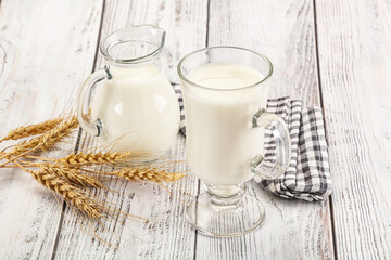 Organic milk in the glass